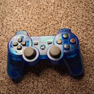 Sony PlayStation 3 PS3 Dualshock 3 Controller Blue clear Gently Used